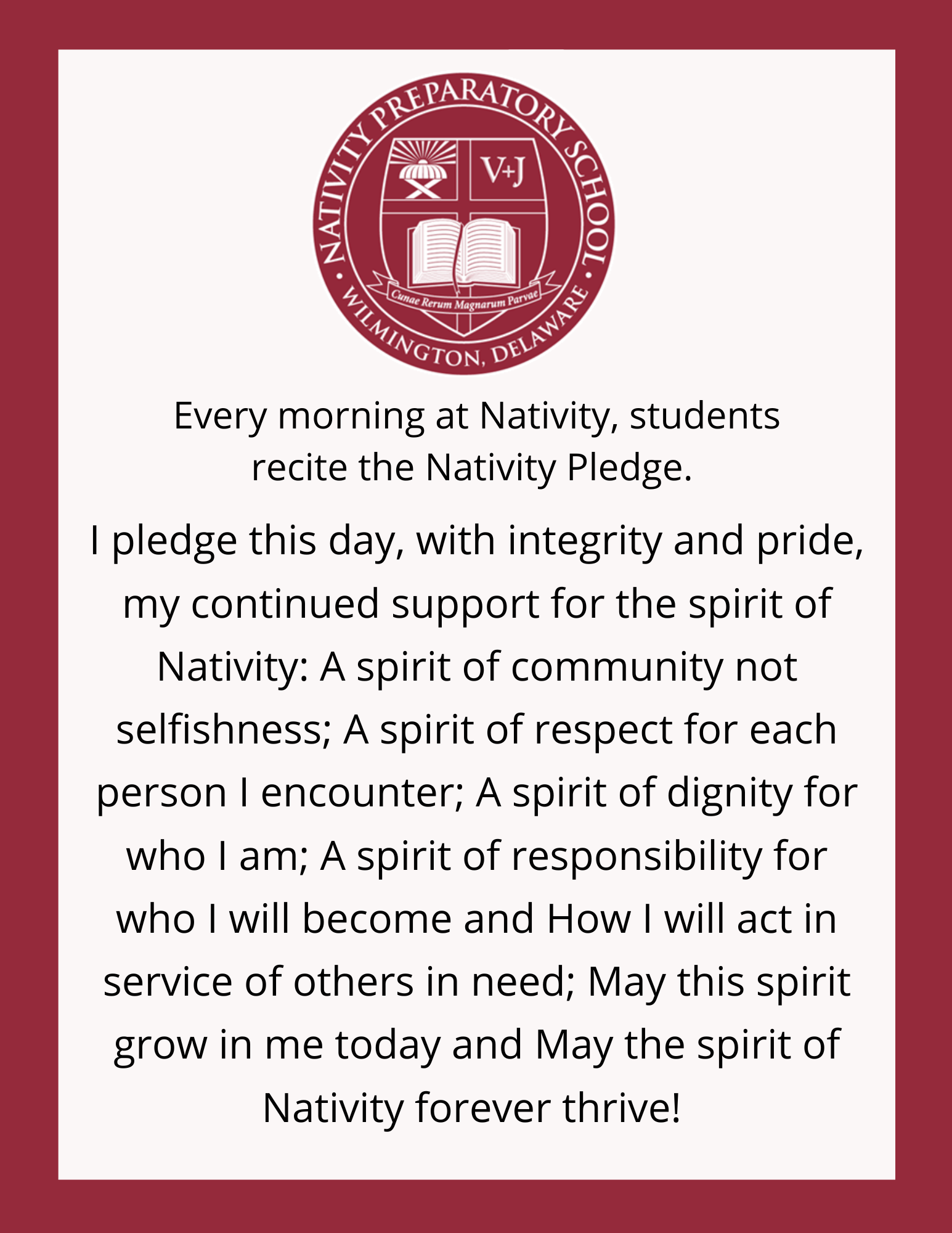 Our Mission Nativity Preparatory School of Wilmington Nativity Preparatory School of Wilmington