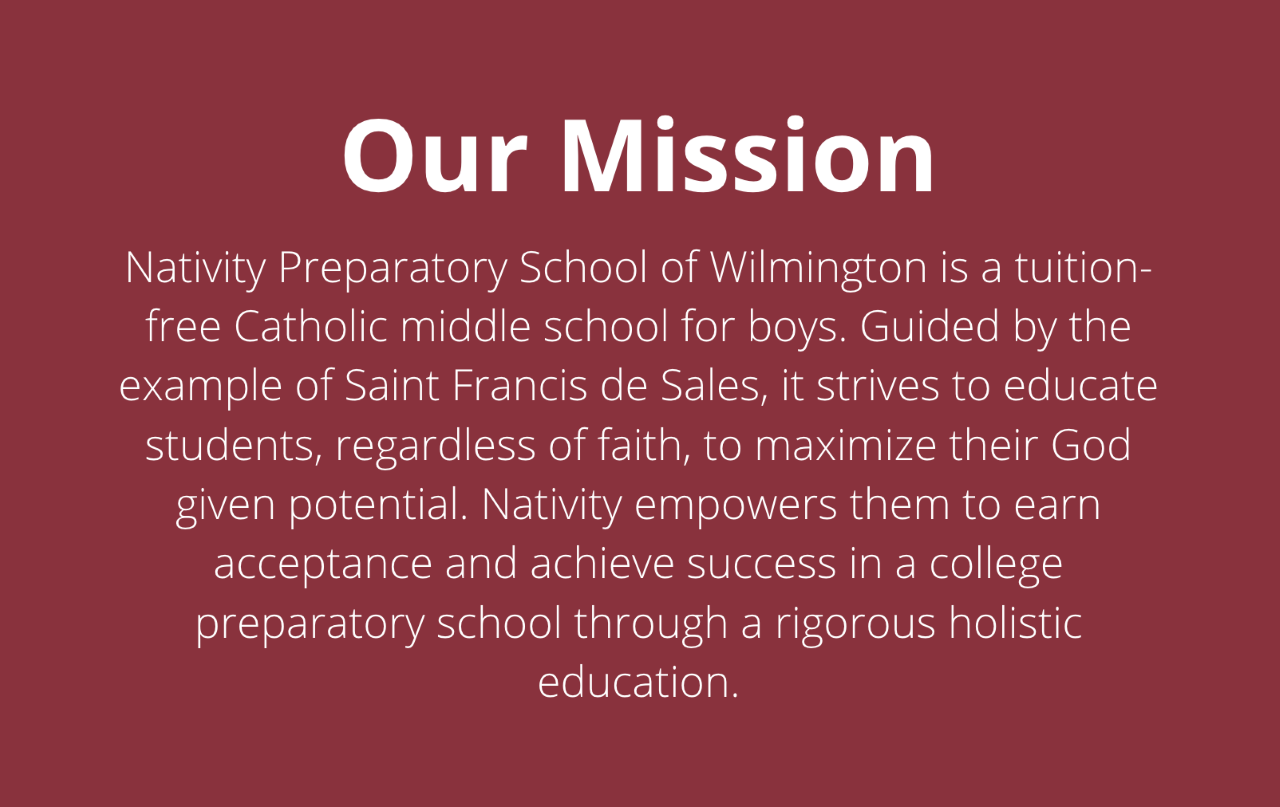 Our Mission Nativity Preparatory School of Wilmington Nativity